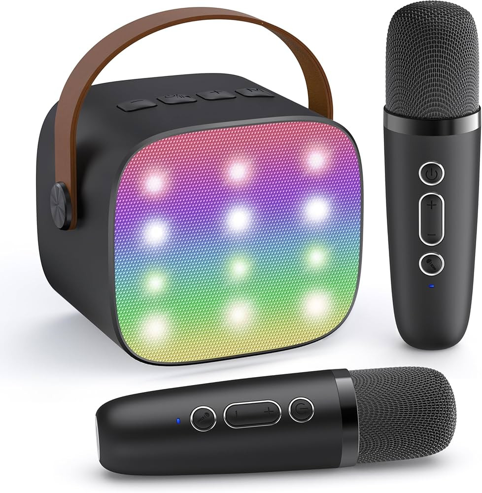 YLL Mini Karaoke Machine with 2 Wireless Microphones for Kids Adults, Portable Bluetooth Speaker ... | Amazon (US)