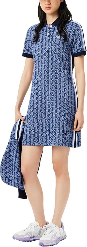 Lacoste Women's Slim Fit Monogram Jacquard Polo Dress | Amazon (US)