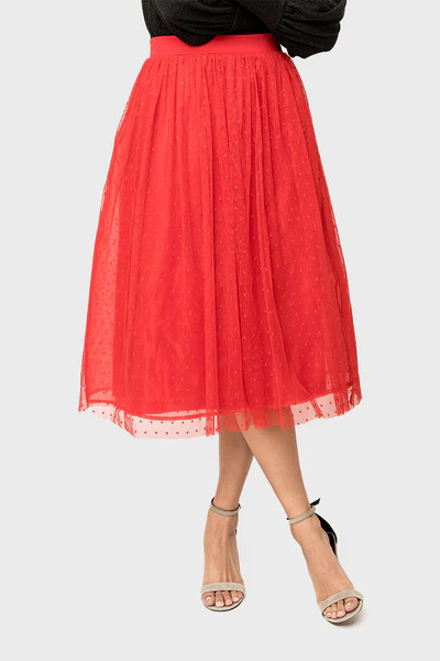 Swiss Dot Layered Midi Skirt | Gibson