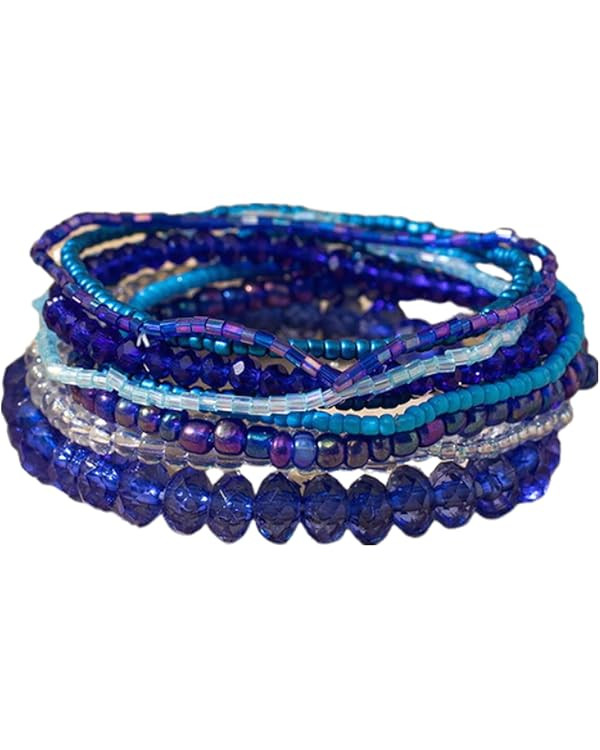 Bohemian Multilayer Stackable Seed Beaded Bracelets Colorful Crystal Glass Beads Strand Bangle Br... | Amazon (US)