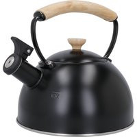Black Whistling Kettle with Wooden Handle, 1.6L | Debenhams UK