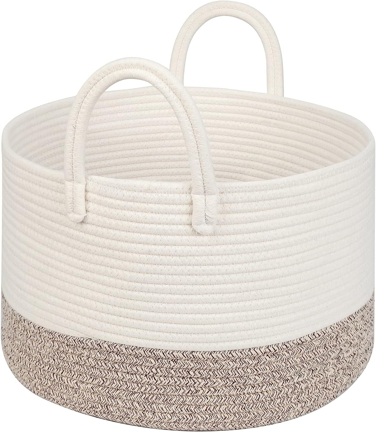 DOKEHOM Large Storage Baskets -15.7(D) x 9.8(H) Inches- Cotton Rope Basket Woven Baby Laundry Bas... | Amazon (CA)