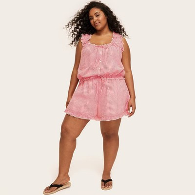 Women's Mid-Rise Woven Drawstring Shorts - Parke Red Gingham Check 2X | eBay | eBay US