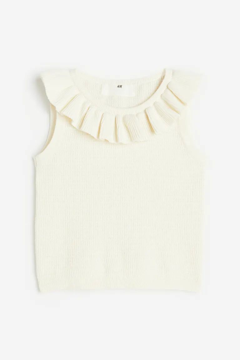 Flounce-trimmed Knit Top | H&M (US + CA)