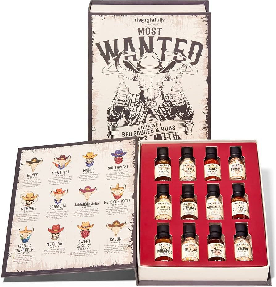 Thoughtfully Gourmet, Wild Western-Themed BBQ Sauce and Rubs Book Gift Set, Includes Honey BBQ, M... | Amazon (US)