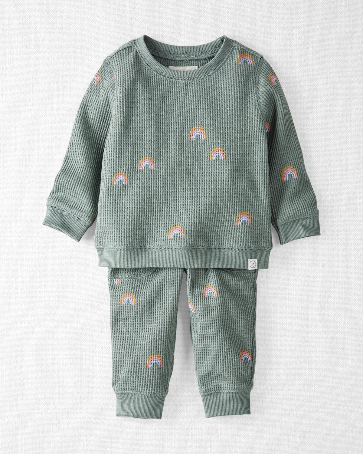 Sage Rainbow Print Baby Organic Cotton Waffle Knit Set | carters.com | Carter's
