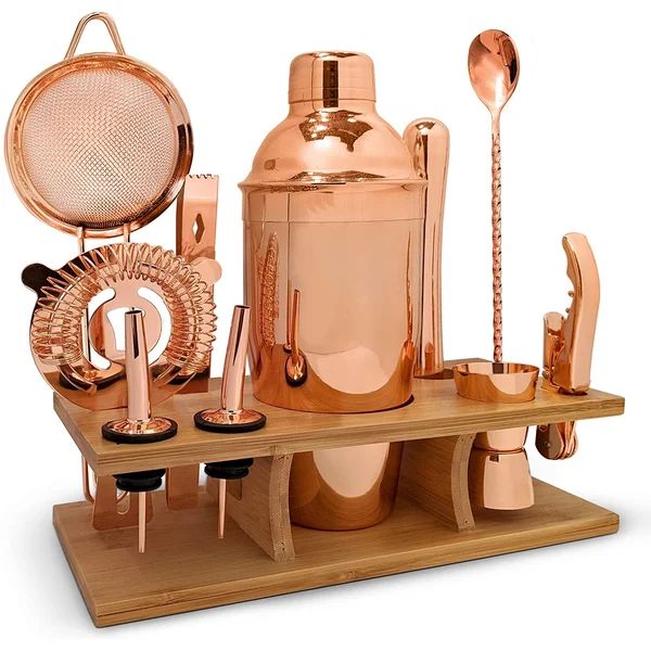 11-Piece Rose Copper Cocktail Shaker Set | Wayfair North America