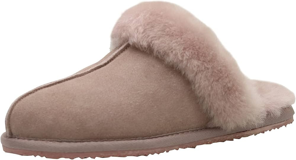 Homeey Genuine Women Sheepskin Slippers Real Wool Shearling Winter Warm Flurry Indoor Outdoor Home S | Amazon (US)