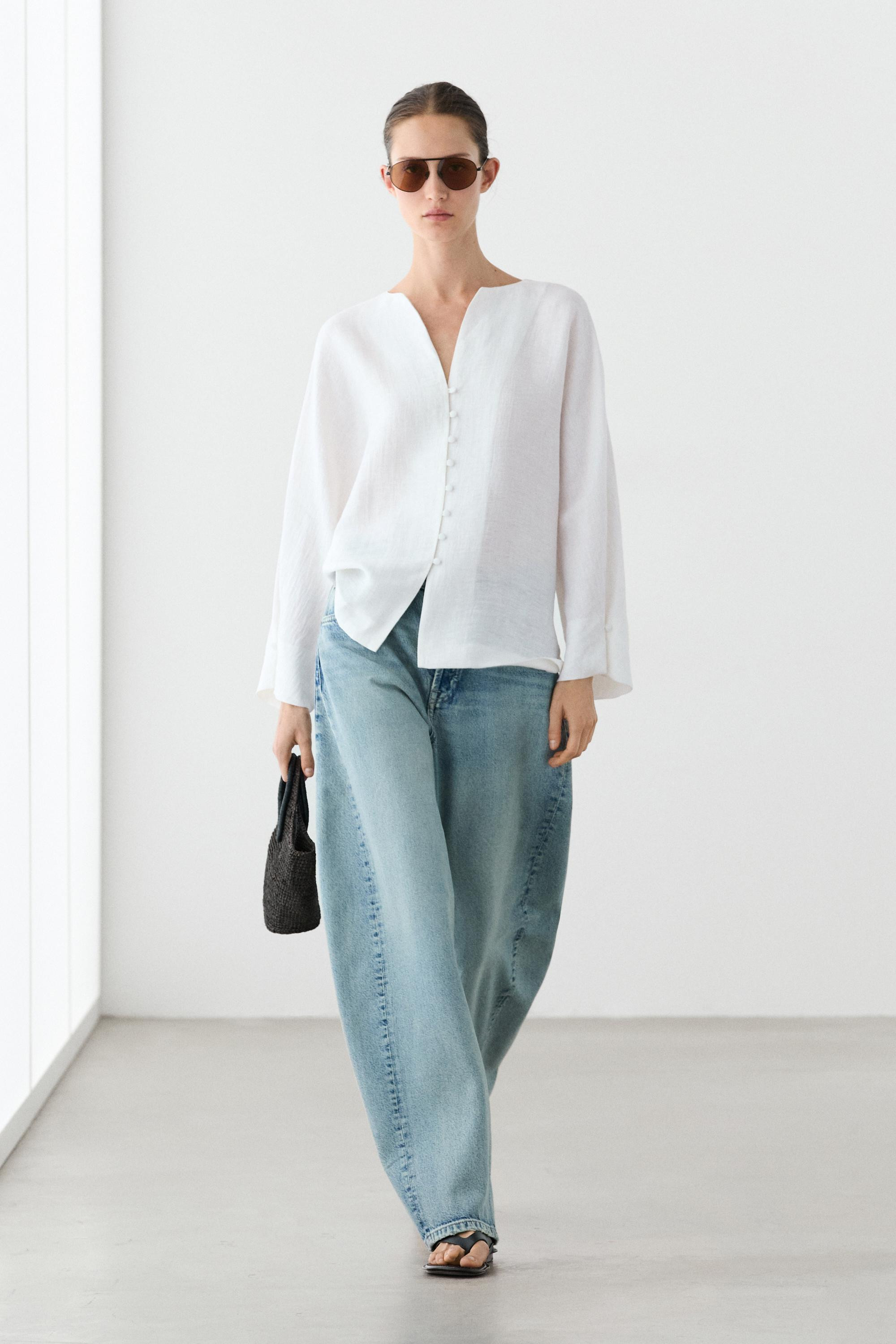 Linen blend overshirt with buttons | Massimo Dutti UK