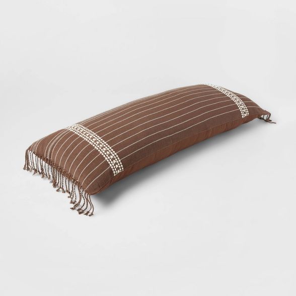 Oblong Oversized Stripe Fringe Decorative Throw Pillow Brown - Threshold™ | Target