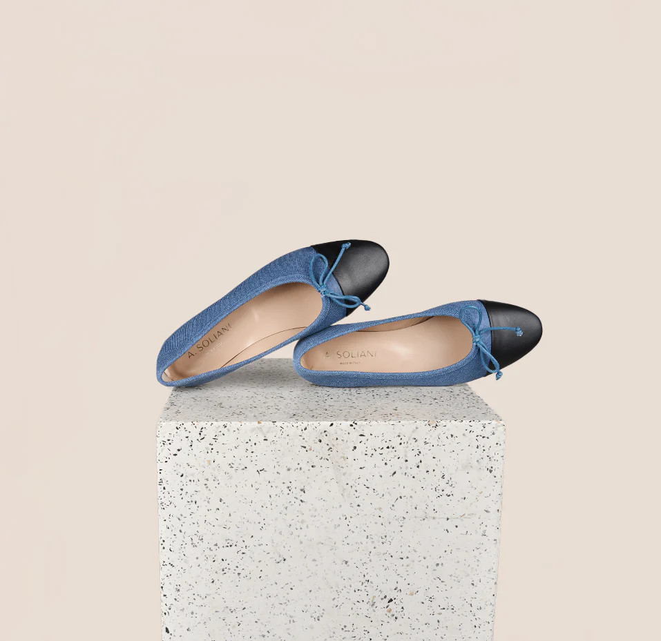 Como Ballet Flat in Denim/Black | A. Soliani | A.Soliani