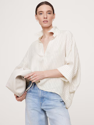 The Oversized Twill Popover Top | Banana Republic (US)