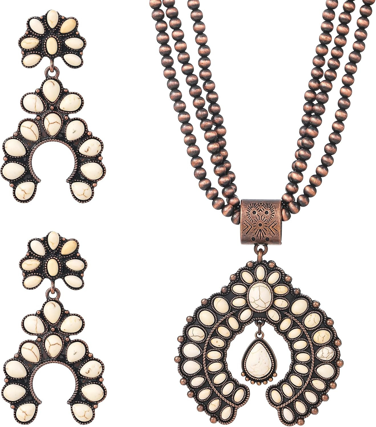 Vintage Turquoise Western Necklace Earring Set Navajo Pearl for WomenGift | Amazon (US)