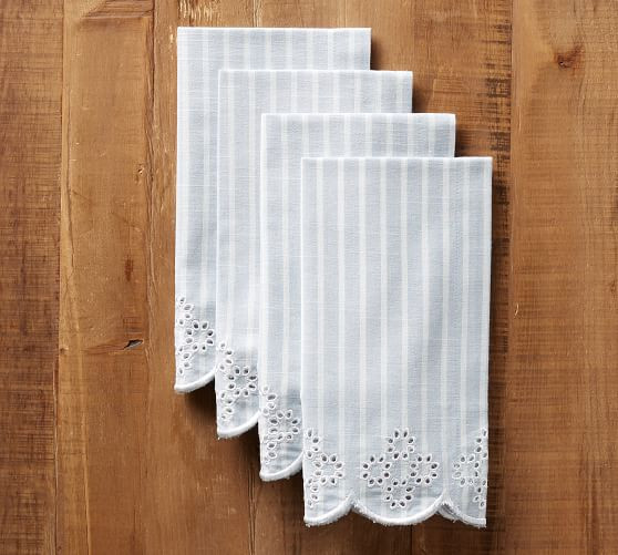 Eyelet Stripe Napkin - Light Blue | Pottery Barn (US)