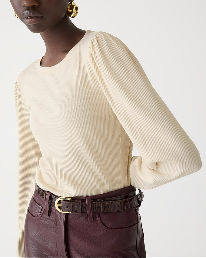 Vintage rib puff-sleeve top | J. Crew US