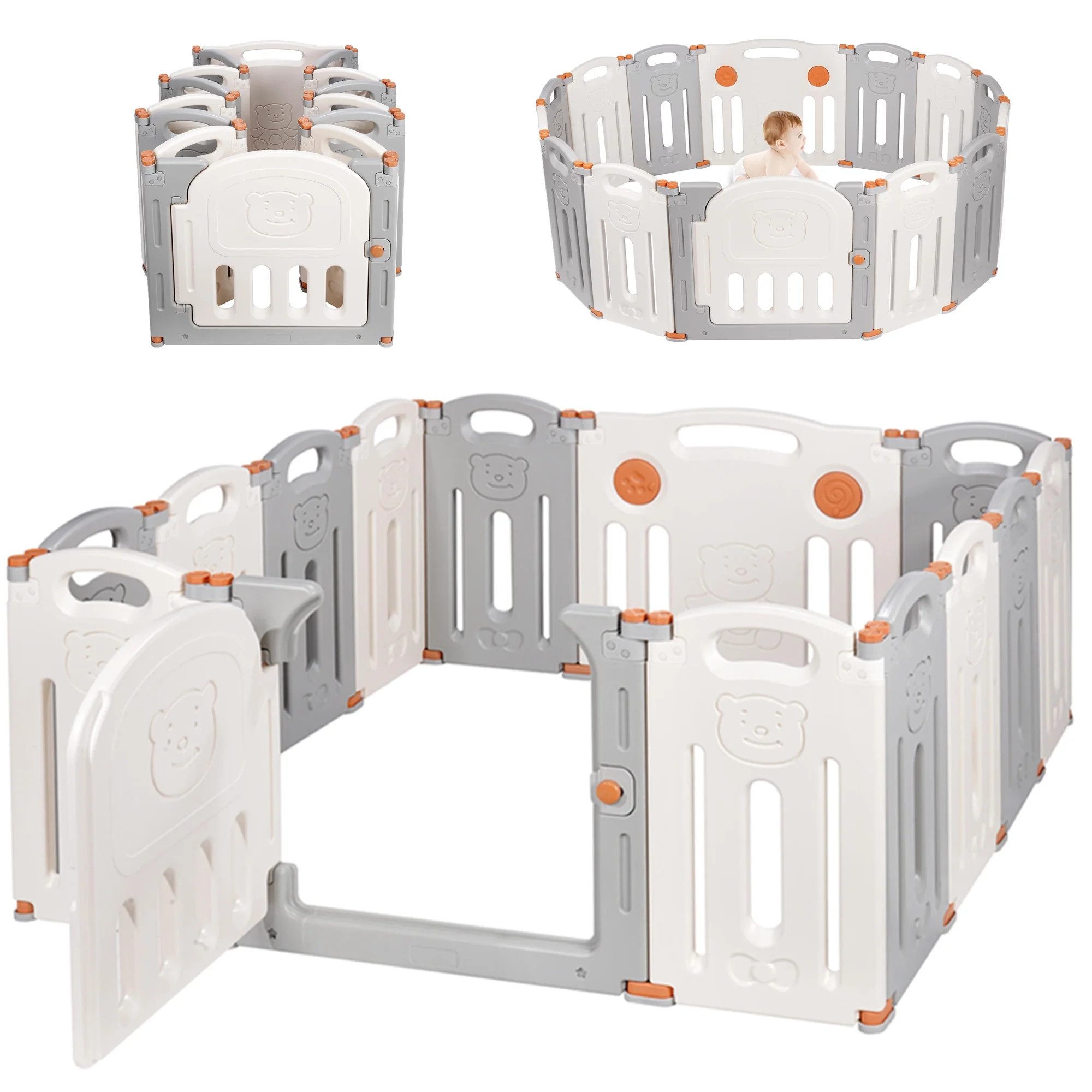 Foldable Baby Playpen, 14-Panel Playard Gates Kids Safety Activity Play Center with Locking Gate,... | Walmart (CA)