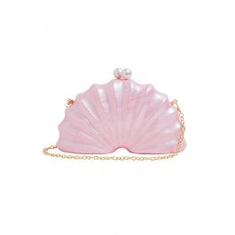 Pearl Clasp Pleated Shell Acrylic Bag in Pink | Chicwish