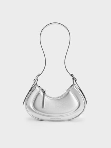 Petra Curved Shoulder Bag
 - Silver | Charles & Keith UK