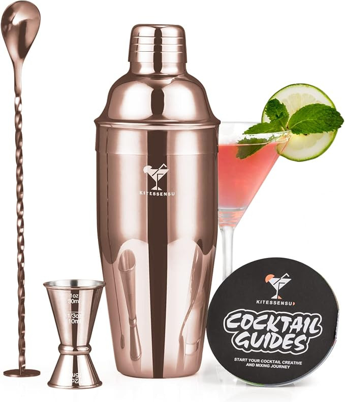 KITESSENSU Cocktail Shaker Set, Stainless Steel Bartending Kit with 25 Ounce Cocktail Shaker with... | Amazon (US)