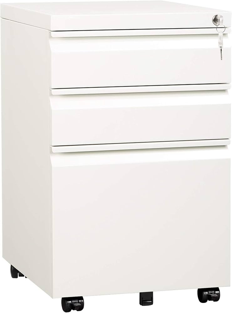 DEVAISE 3 Drawer Mobile File Cabinet with Lock, Under Desk Metal Filing Cabinet for Legal/Letter/... | Amazon (US)