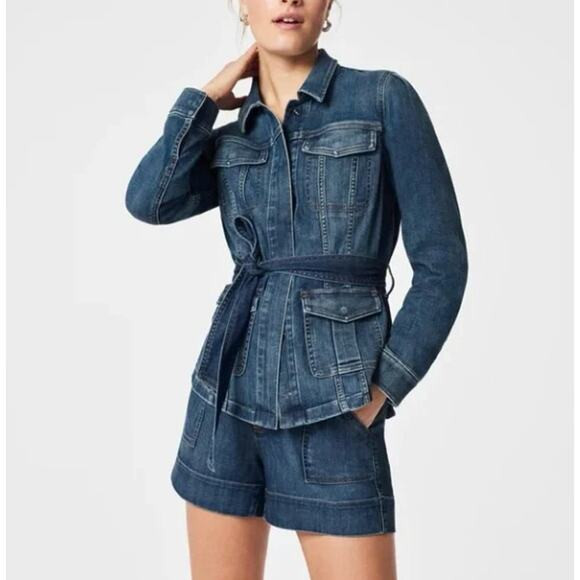 SPANX Tie-Front Jean Shirt Jacket 1X | Poshmark