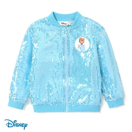 Disney Princess Girls Bomber Jackets Cinderella Sequin Zip Up Lightweight Sweatshirts Sizes 3-6 | Walmart (US)