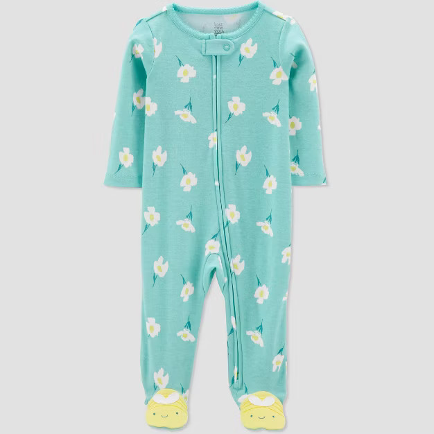 Baby Girls' Floral Bee Footed Pajamas - Just One You® made by carter's Blue | Target