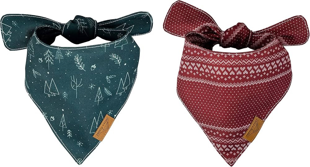 Remy+Roo Dog Bandanas - 2 Pack | Evergreen Christmas Dog Bandanas Set | Premium Durable Fabric | ... | Amazon (US)