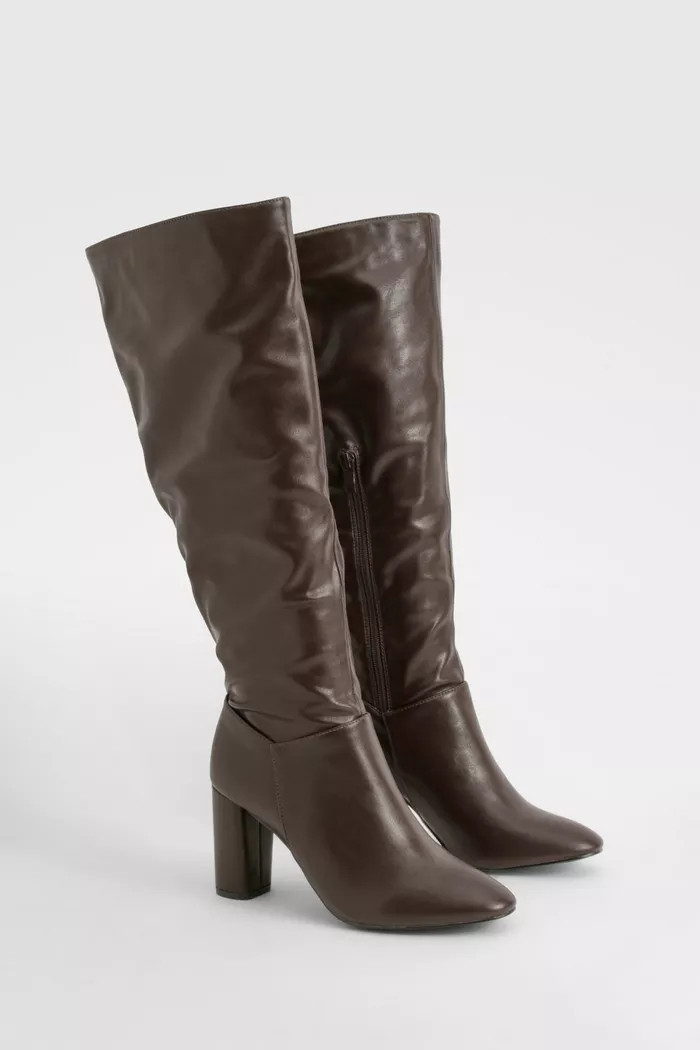 Block Heel Knee High Boots | boohoo (US & Canada)