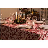 Block Printed Tablecloth - Bright Red Geometric Star Pattern Hand Printed, Cotton, Machine Washable, Rectangle, Christmas Table | Etsy (US)