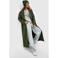 boohoo Women's Oversized Maxi Wool Look Coat in Khaki | Size: 10 | Woven | boohoo (US & Canada)