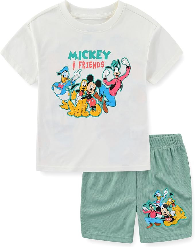 Disney Mickey Mouse Donald Duck Goofy Pluto Boys Short Sleeve T-Shirt and Mesh Short Set for Todd... | Amazon (US)