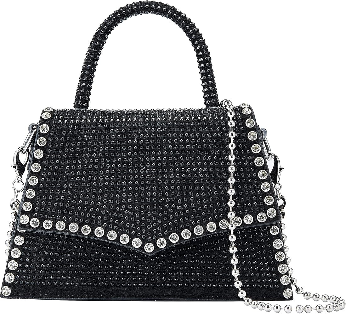 Glitter Rhinestone Crossbody Evening Bag - Fashion Crystal Top Handle Bags Cocktail Party Club Bling | Amazon (US)