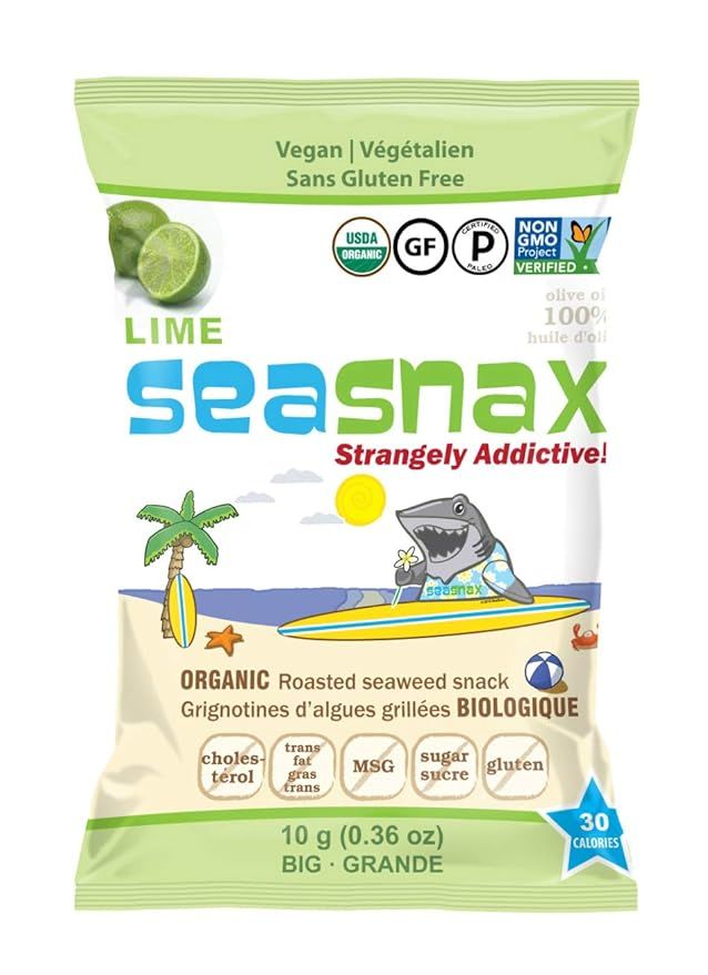 SeaSnax Organic Roasted Seaweed Snack, Lime, 0.36 Ounce (Pack of 12) | Amazon (US)