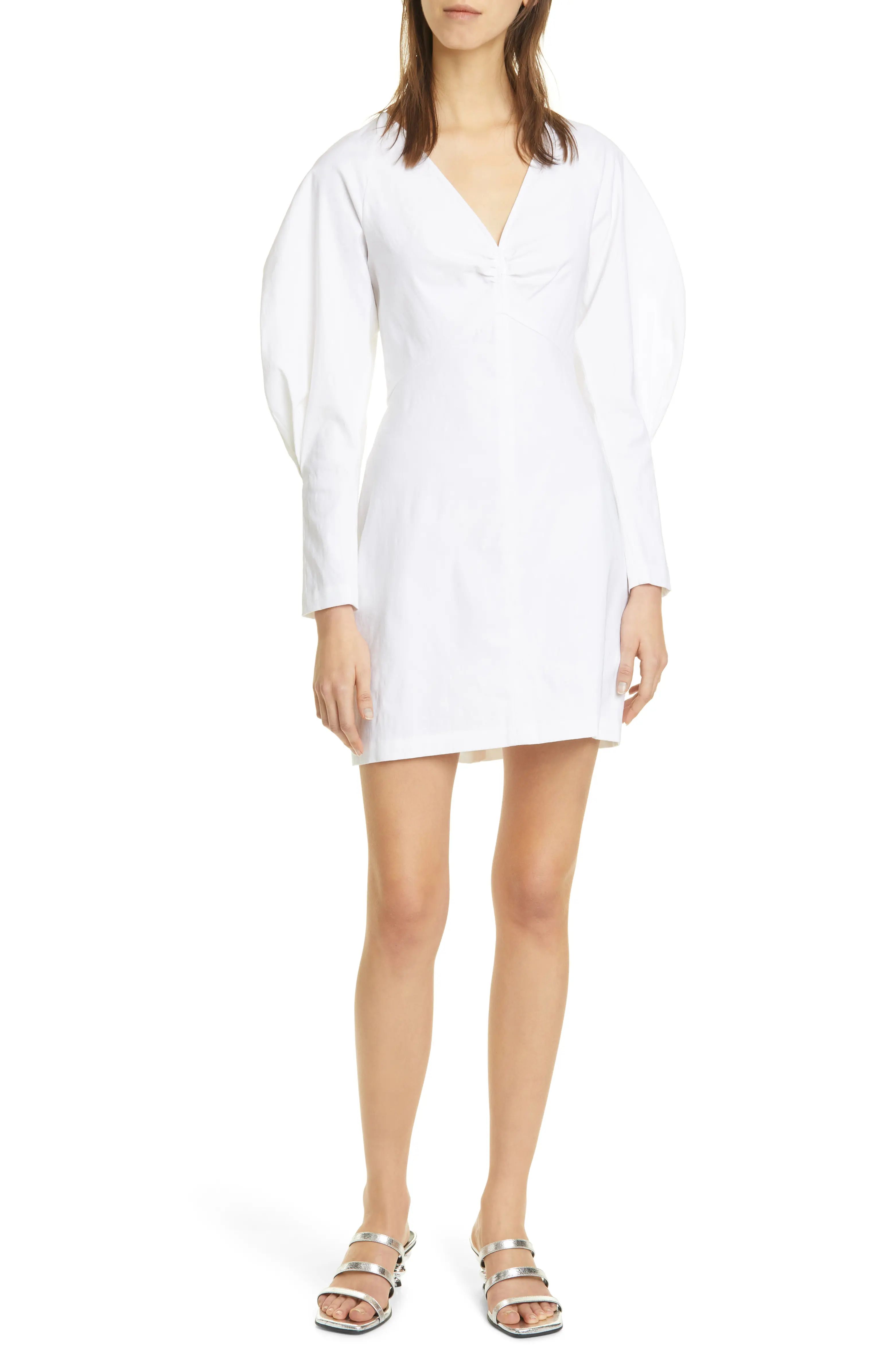 Aila Long Sleeve Linen Blend Minidress | Nordstrom