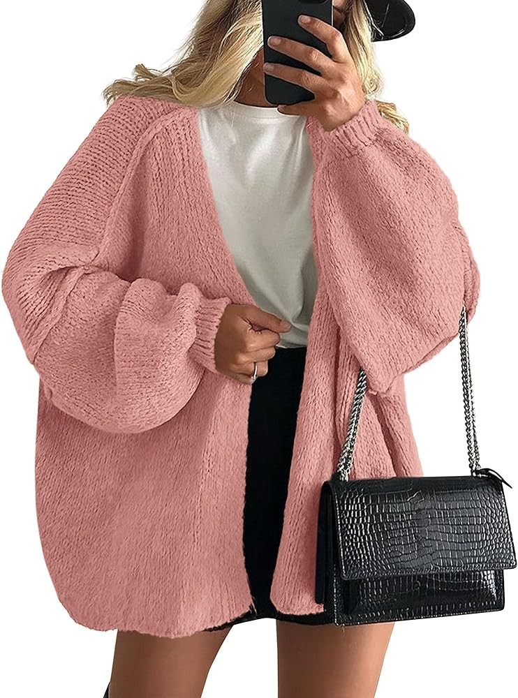 PRETTYGARDEN Womens Oversized Cardigan Sweaters 2025 Fall Long Lantern Sleeve Knit Open Front Lig... | Amazon (US)