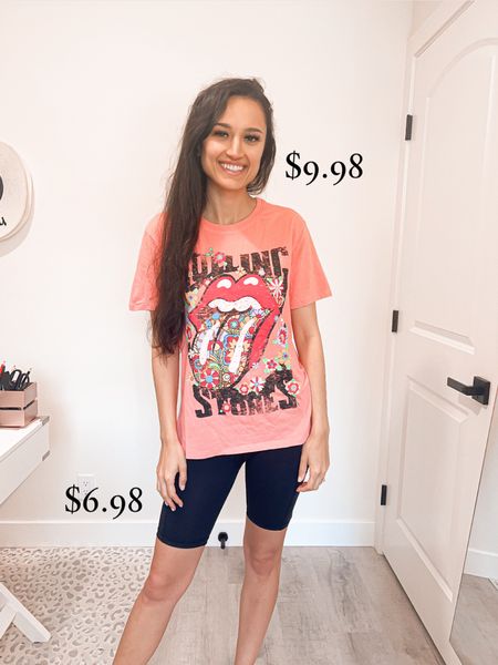 Graphic tees on sale for under $10 and bike shorts on sale for under $7!! 

#LTKfindsunder50 #LTKsalealert #LTKSeasonal