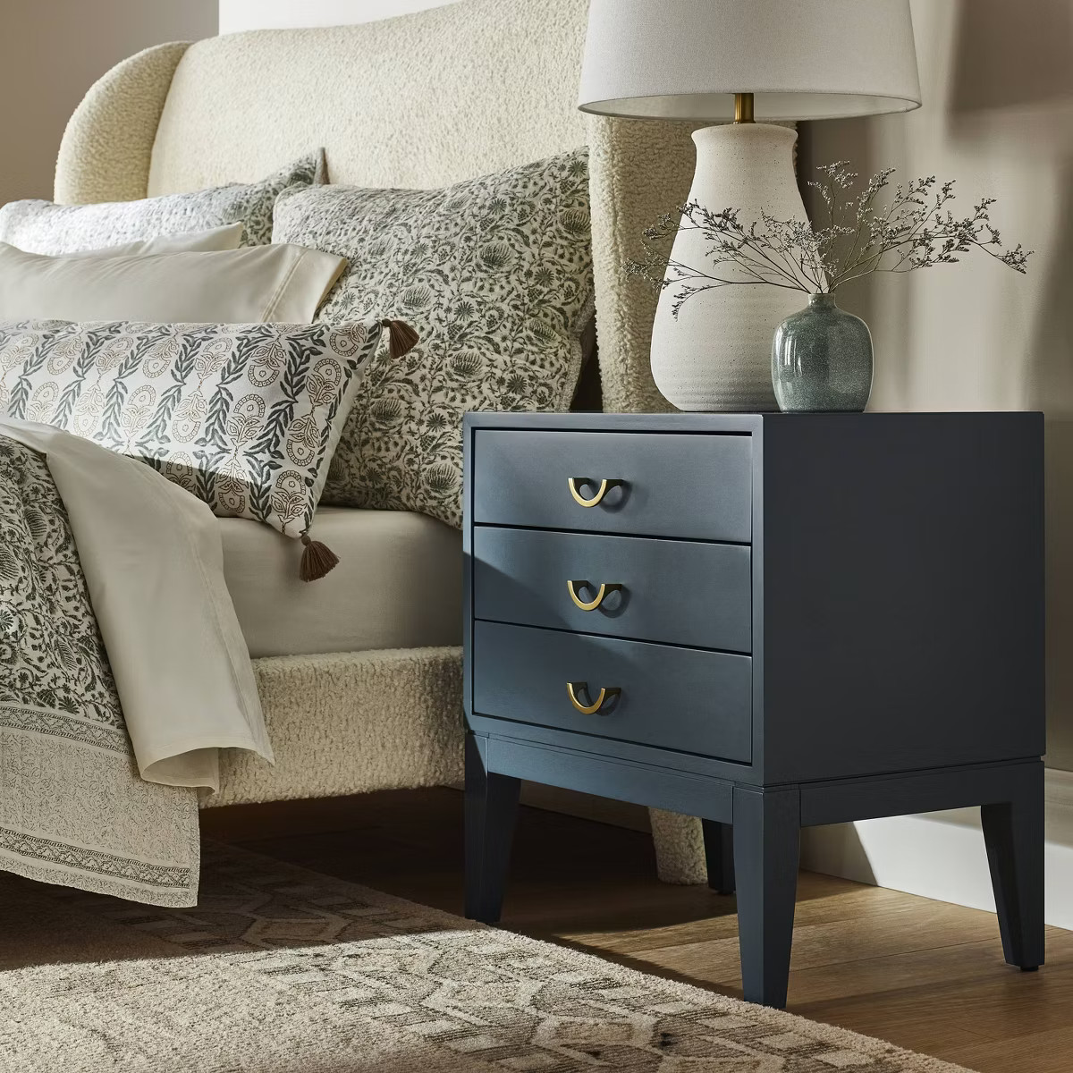 Quail Hill 3 Drawer Nightstand Mount Blue - Threshold™ designed with Studio McGee: Mahogany Fra... | Target