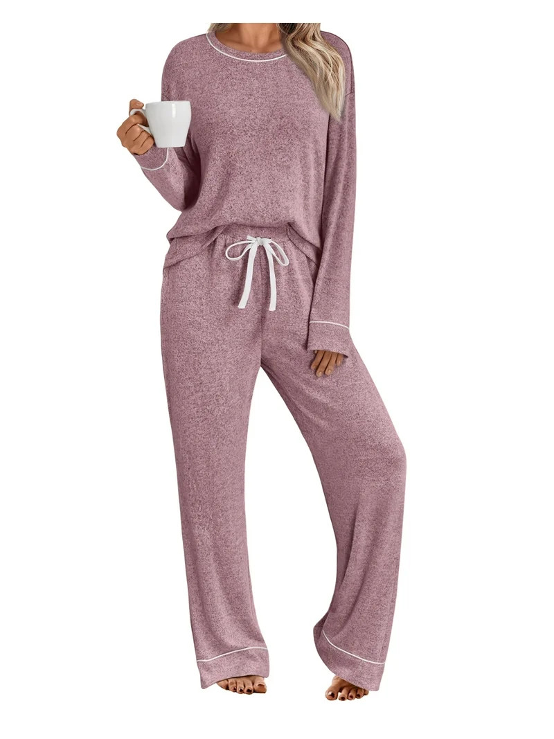 SUNBS Two Piece Lounge Sets for Women 2 Piece Set Outfits Wide Leg Pants with Pockets Pajamas Set... | Walmart (US)