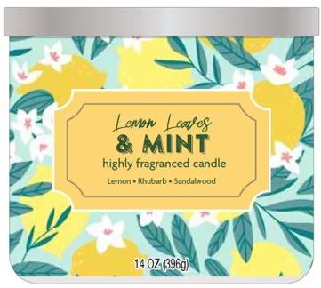 Mainstays 14-Ounce Scented Candle Lemon Leaves and Mint | Walmart (US)