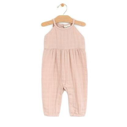 Muslin Lace Back Romper, Soft Peach | SpearmintLOVE