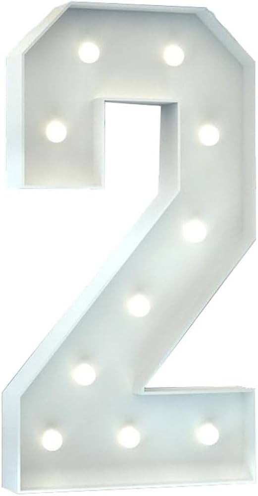 3FT Marquee Light up Number 2 White Marquee Numbers with Lights for Birthday Party Large Mosaic F... | Amazon (US)