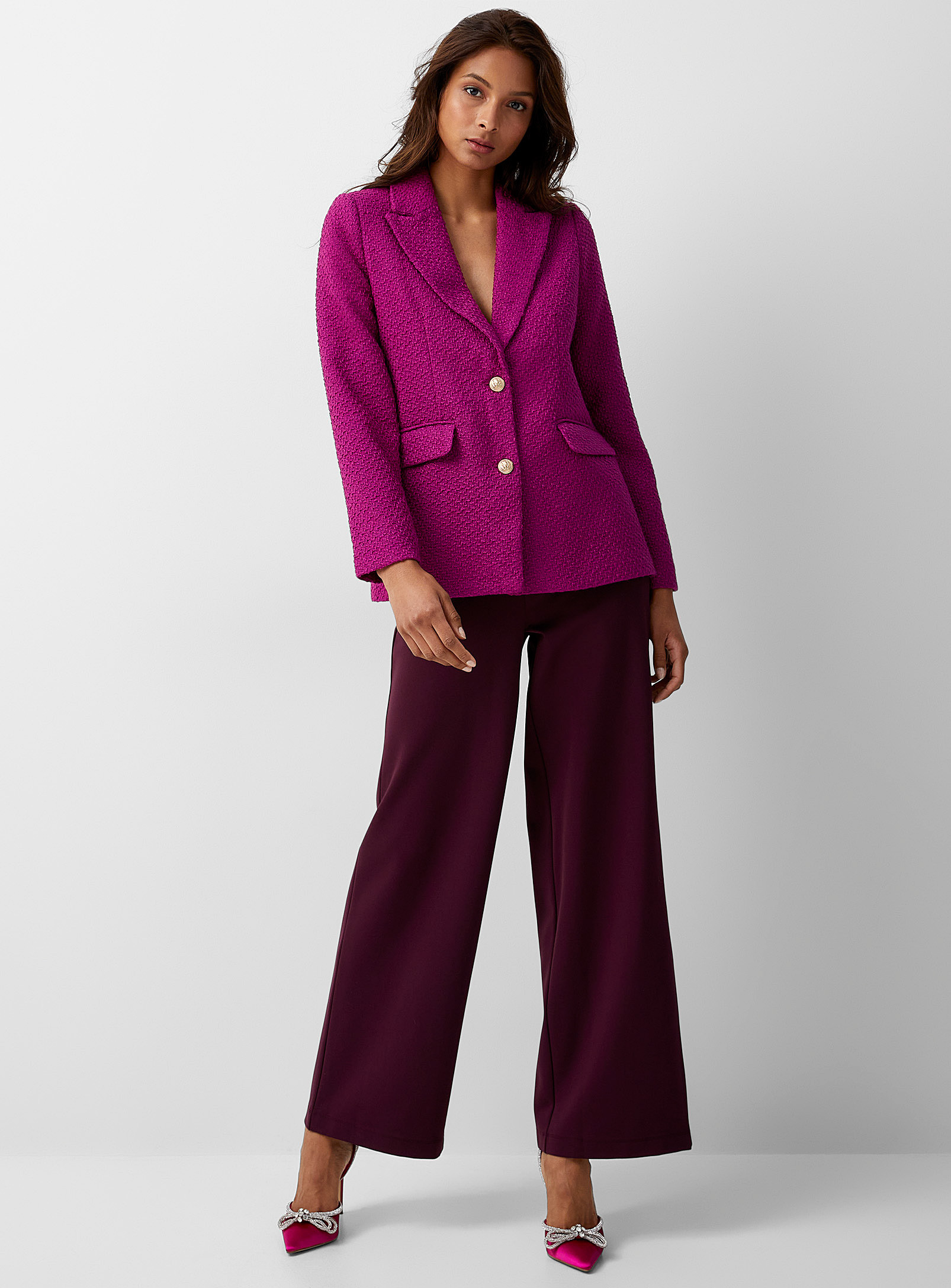 Vero Moda - Magenta tweed blazer (Women, Pink, SMALL) | Simons
