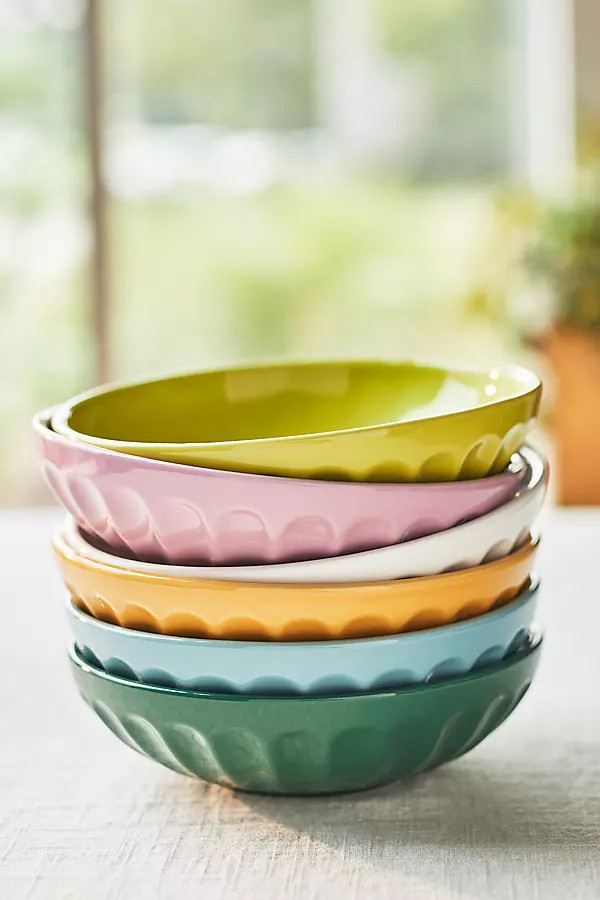 Amelie Latte Portuguese Stoneware Pasta Bowls, Assorted Set of 6 | Anthropologie (US)