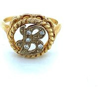 Vintage Yellow Gold Diamond Initial B Signet Ring | Etsy (US)