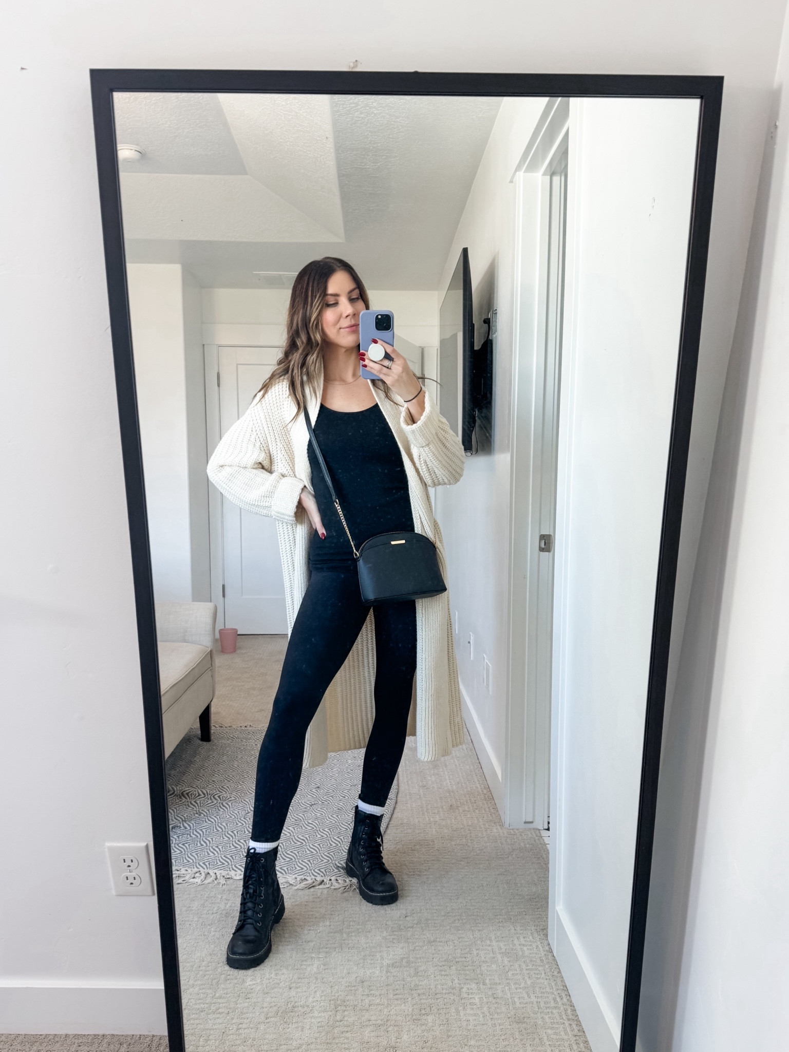 Been wearing this cardigan non stop since I got it. This is an easy, elevated style that is perfect for hanging around the house or out and about. 
Cardigan is oversized and I am wearing a small. 
I am 5’9 and 140 lbs

#LTKstyletip #LTKCyberWeek #LTKSeasonal