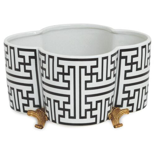 14" Perry Planter, Black/White | One Kings Lane