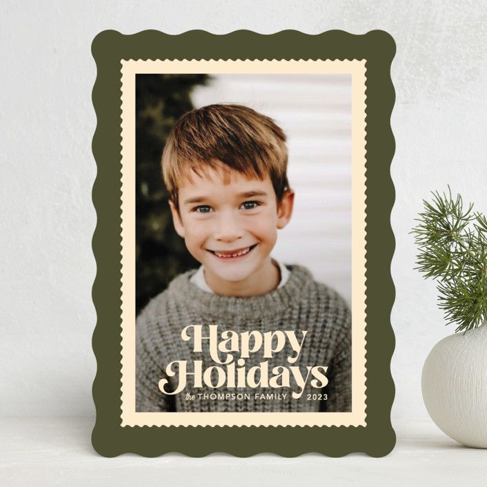 "Posted" - Customizable Holiday Photo Cards in Orange by Robert and Stella. | Minted