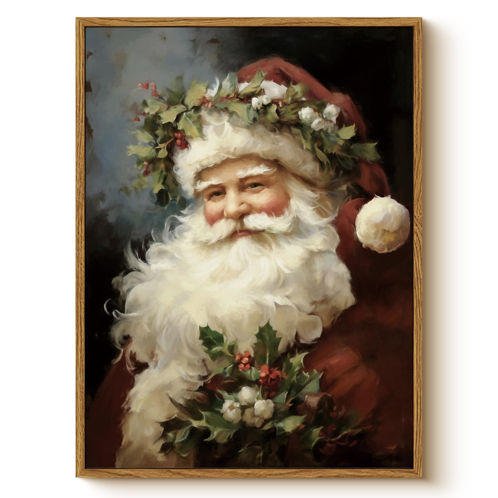 WHASAYART Vintage Santa Claus Christmas Wall Art, Classic 12x16 Framed Canvas Print Traditional S... | Amazon (US)