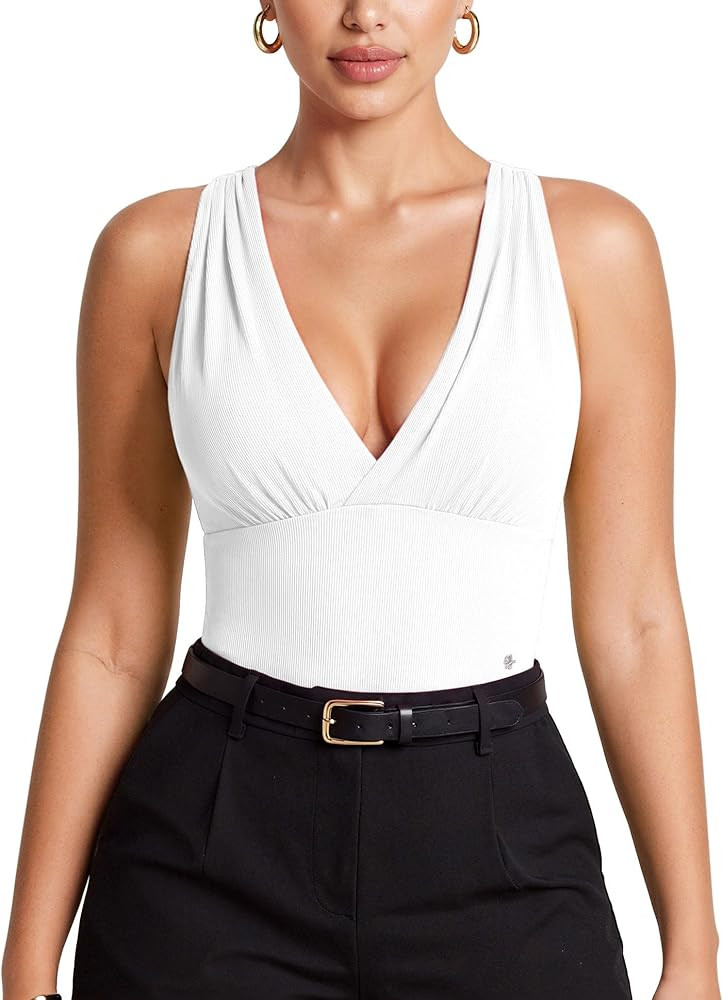 Popilush Body Suits For Womens Tummy Control Shapewear Halter Top V Neck Backless Summer Going Out Tops at Amazon Women\u2019s Clothing store | Amazon (US)